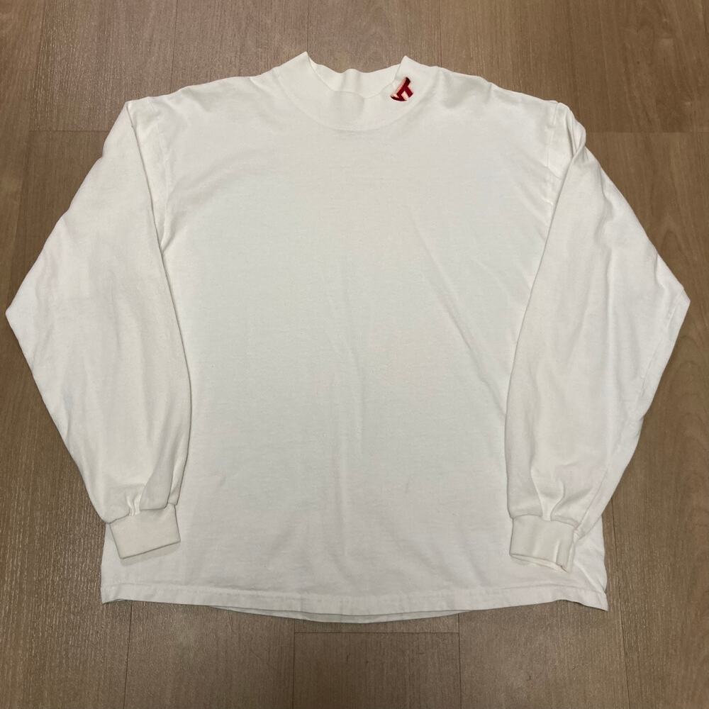 Vintage Anvil Virginia Tech VT Collar Embroidered Mockneck Long Sleeve Shirt LG